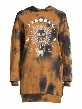 Tie-Dye Hoodie Dress in Rust and Black - Women Juniors 4X